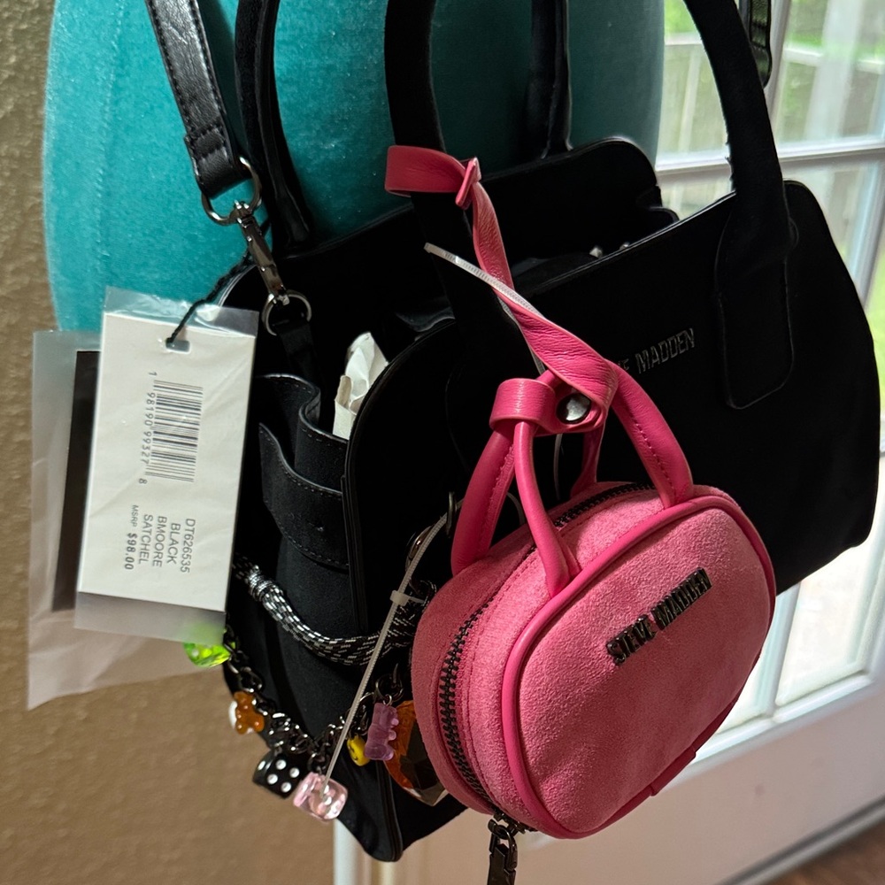 Steve Madden Black and Pink Satchel Set